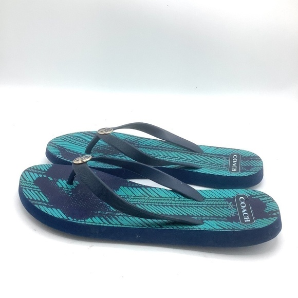 Coach Authentic Flip Flop Sandals Teal 9-10 - Picture 5 of 10